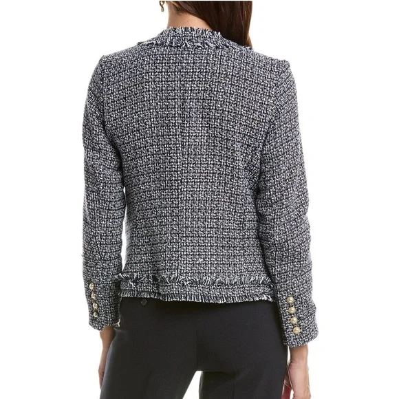 🆕 Nanette Lepore Fringe Trim Open Front Jacket - Picture 2 of 6